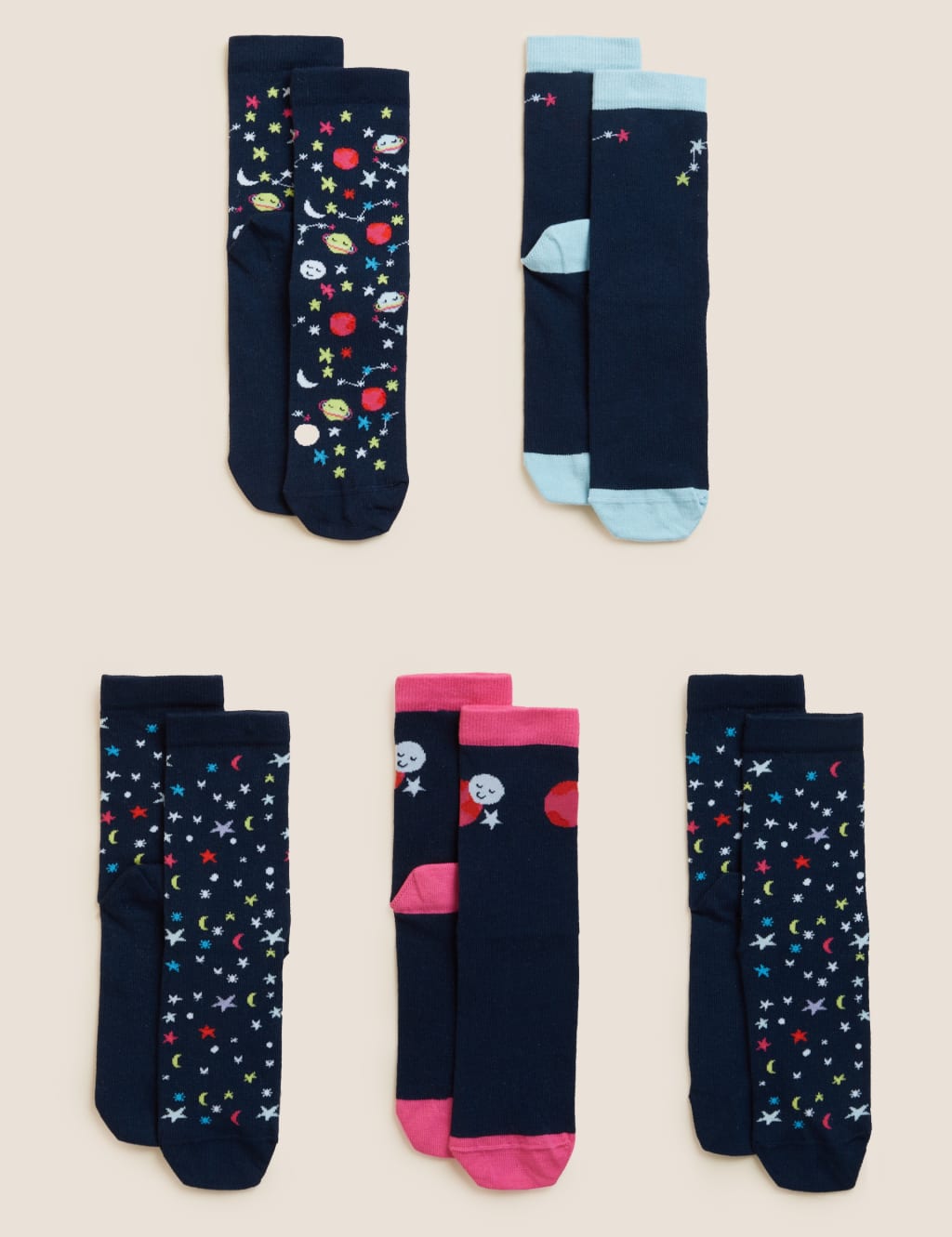 5pk Cotton Rich Space Socks 1 of 1