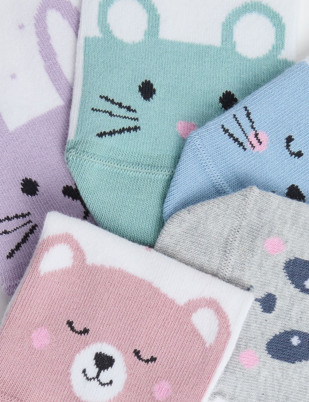 5pk Cotton Rich Toe Face Socks (6 Small - 7 Large) 2 of 2