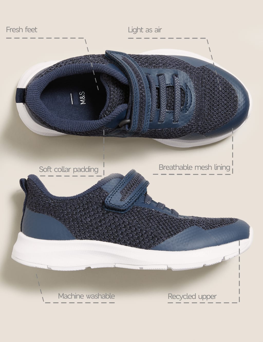 Kids' Freshfeet™ Riptape Trainers (3 Small - 3 Large) 6 of 6