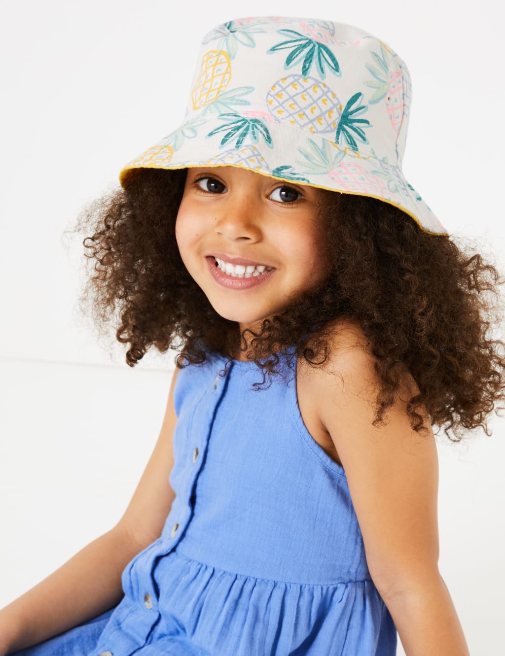 Kids Pure Cotton Pineapple Sun Hat 1 6 Yrs M S