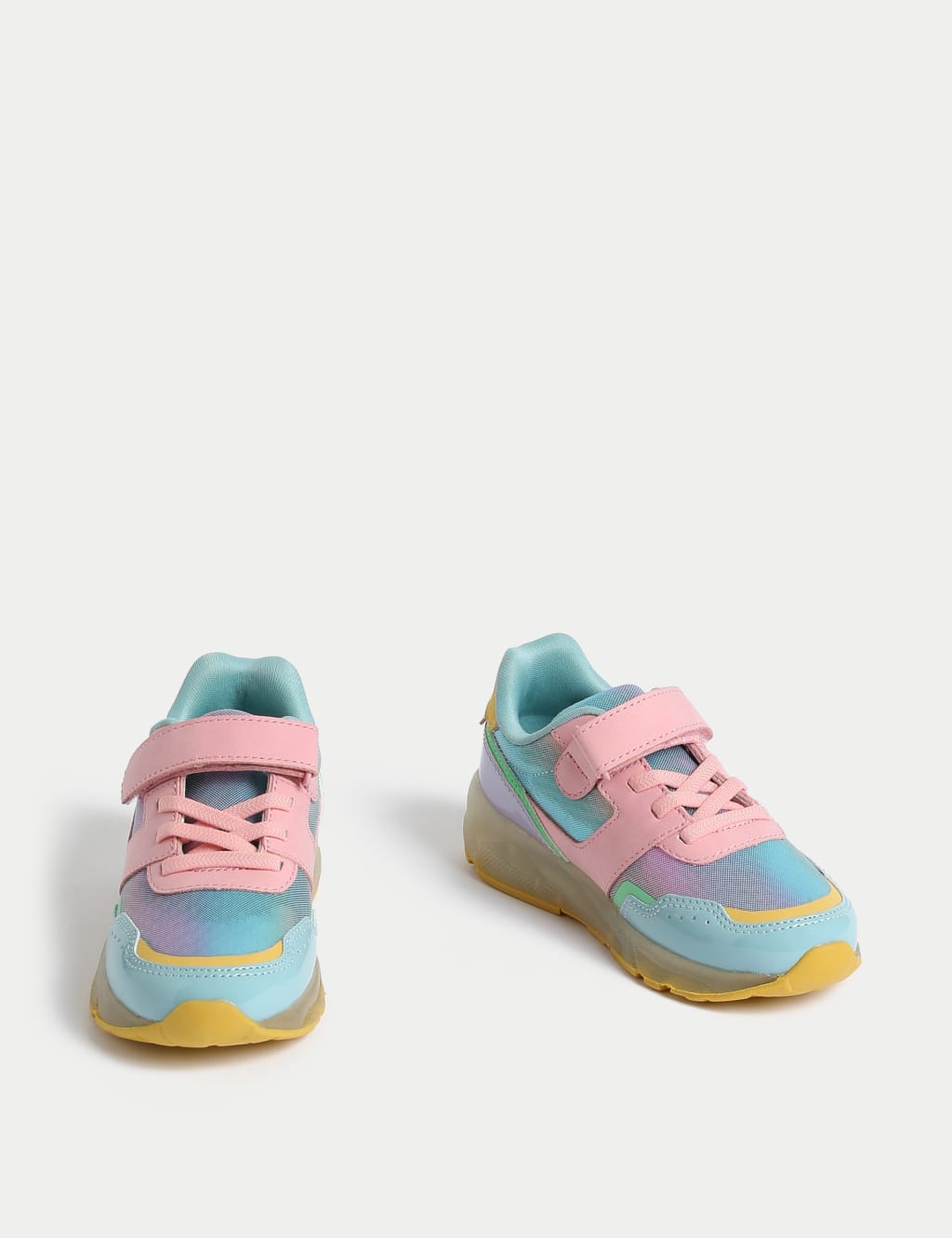 Kids Light Up Colour Block Riptape Trainers 4 Small 2 Large M S Collection M S