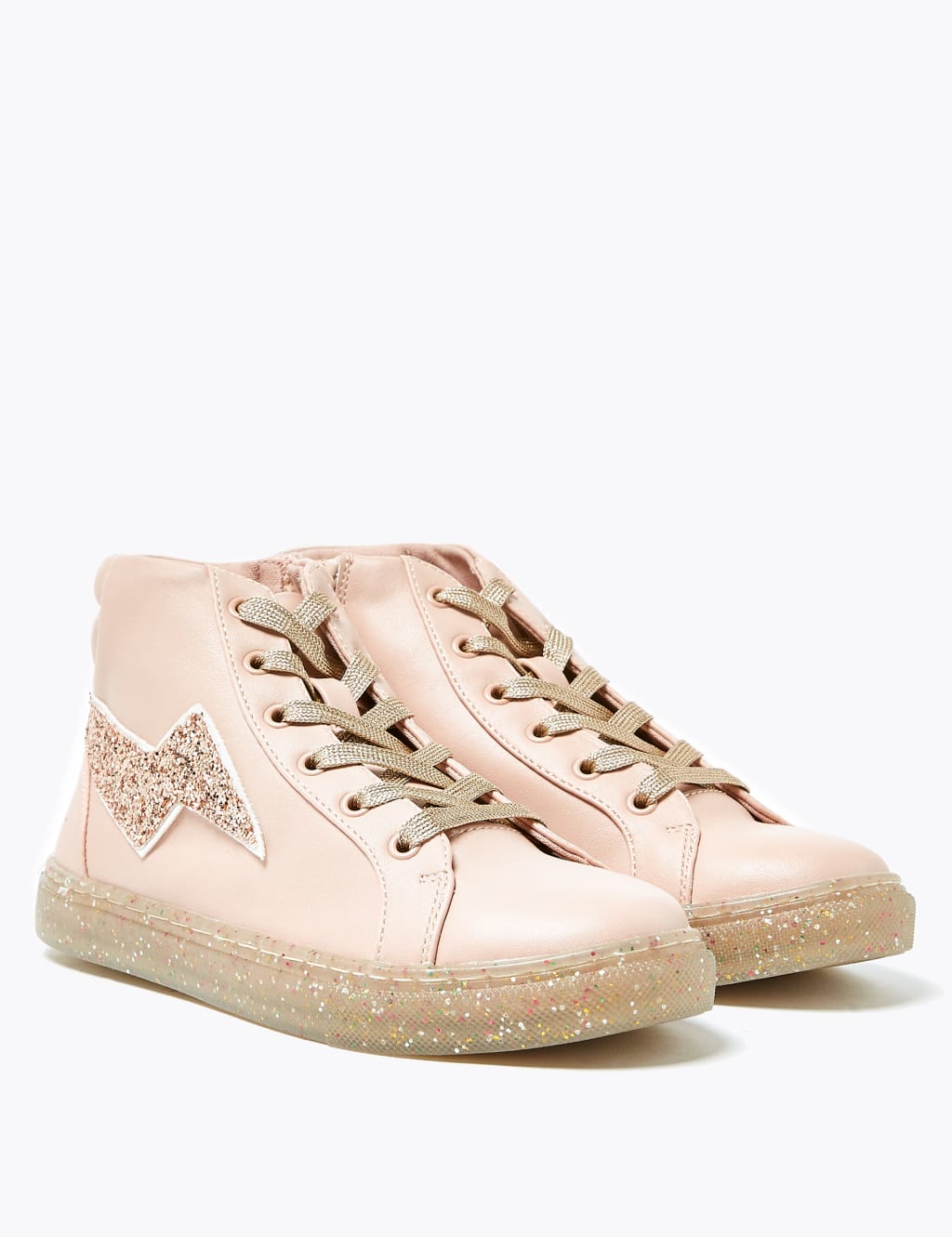 Kids’ Glitter Sole High Top Trainers (13 Small - 6 Large) 1 of 5
