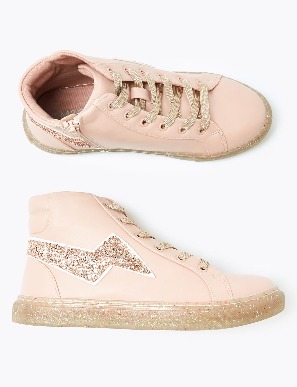 Kids’ Glitter Sole High Top Trainers (13 Small - 6 Large) 2 of 5