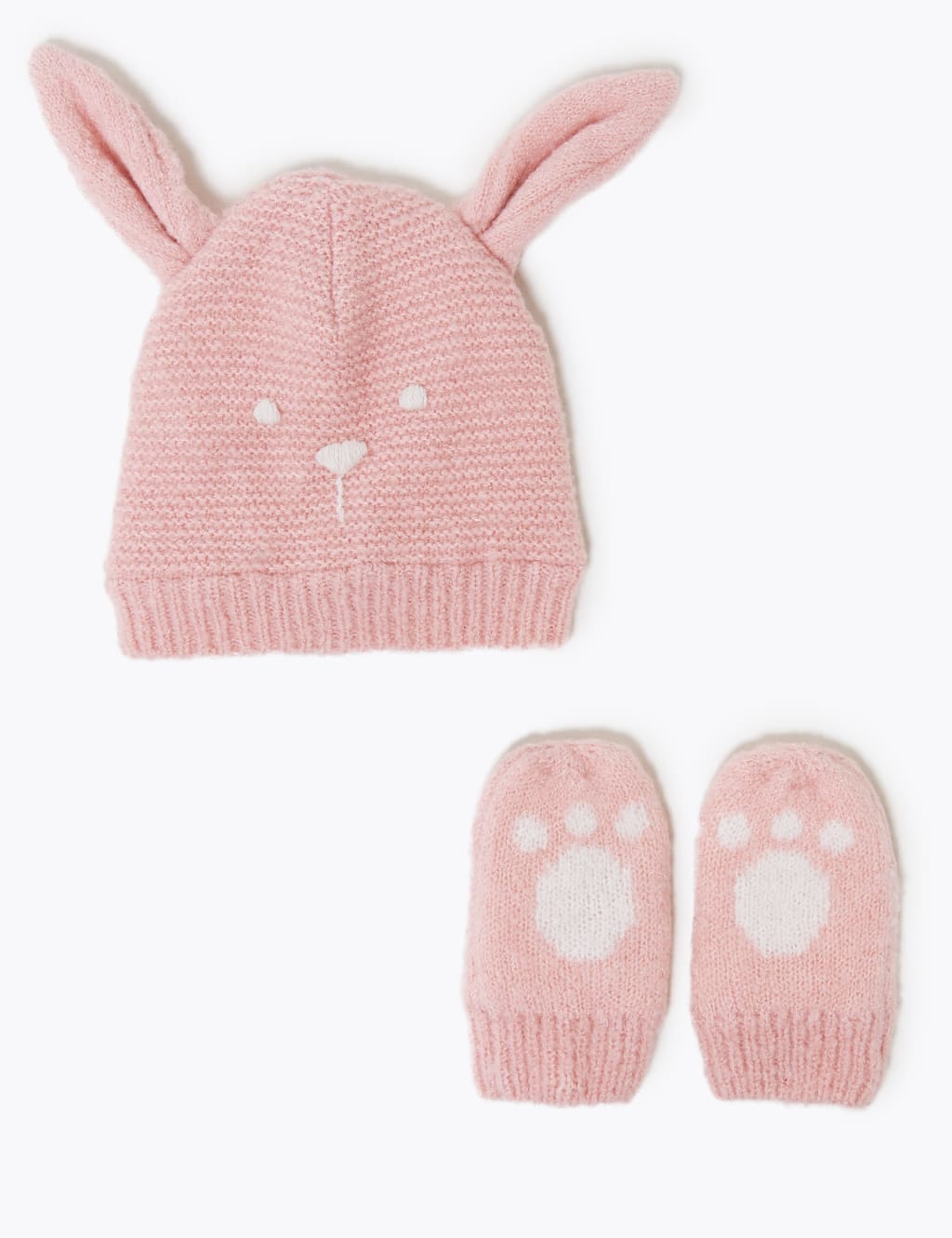 Bunny Hat & Mitten Set (0-12 Mths) 1 of 1