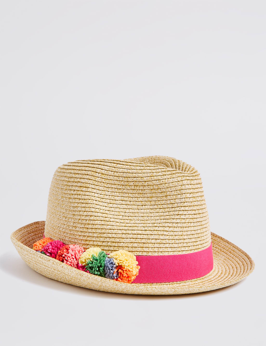 Kids Pom pom Trilby Hat 3 14 Years M S