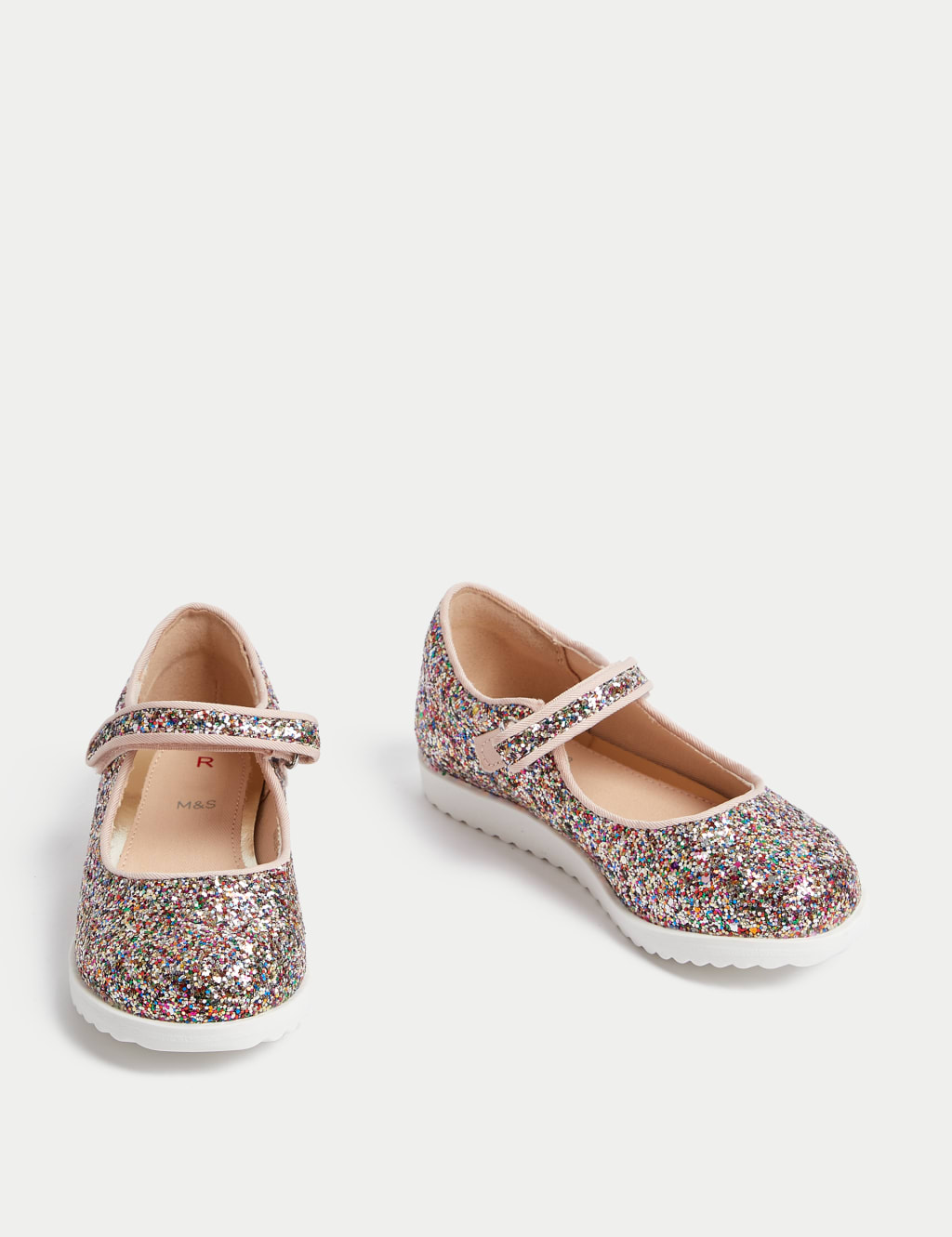 Kids Riptape Glitter Mary Jane Shoes 4 Small 2 Large M S Collection M S