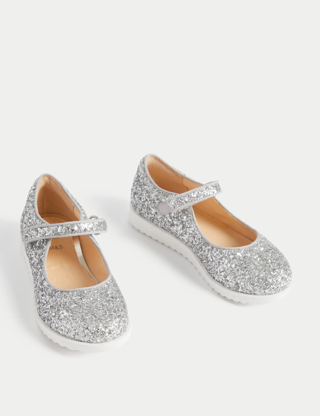 Kids Glitter Riptape Mary Jane Shoes 4 Small 2 Large M S Collection M S