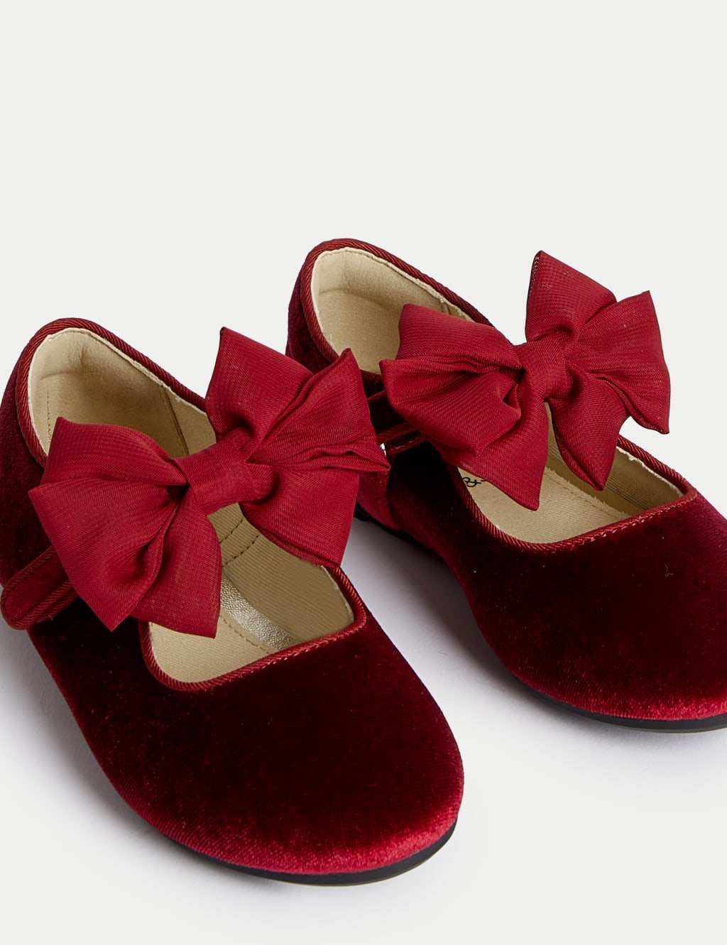 Kids Velvet Riptape Bow Mary Jane Shoes 4 Small 2 Large M S Collection M S