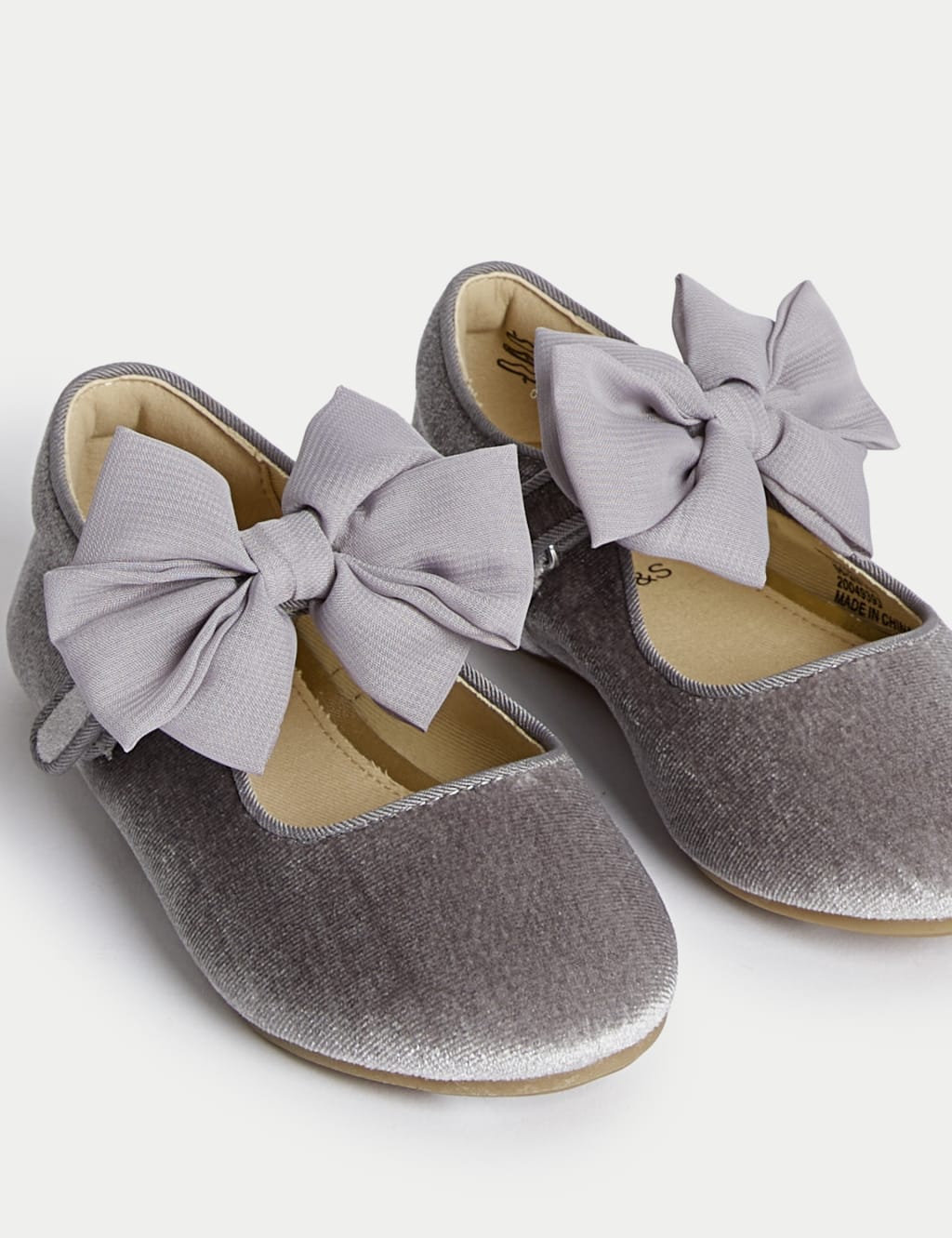 Kids Velvet Riptape Bow Mary Jane Shoes 4 Small 2 Large