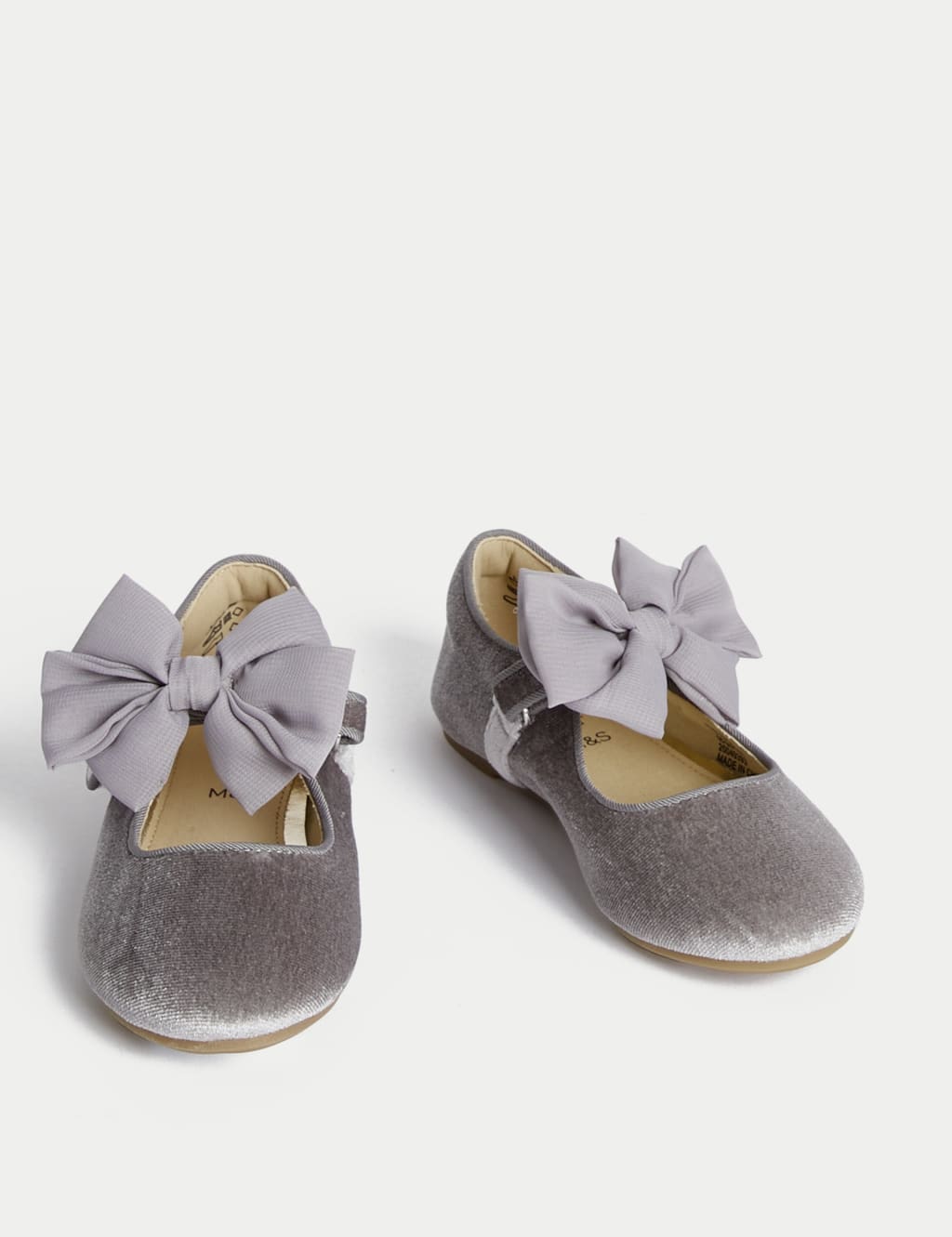 Kids Velvet Riptape Bow Mary Jane Shoes 4 Small 2 Large