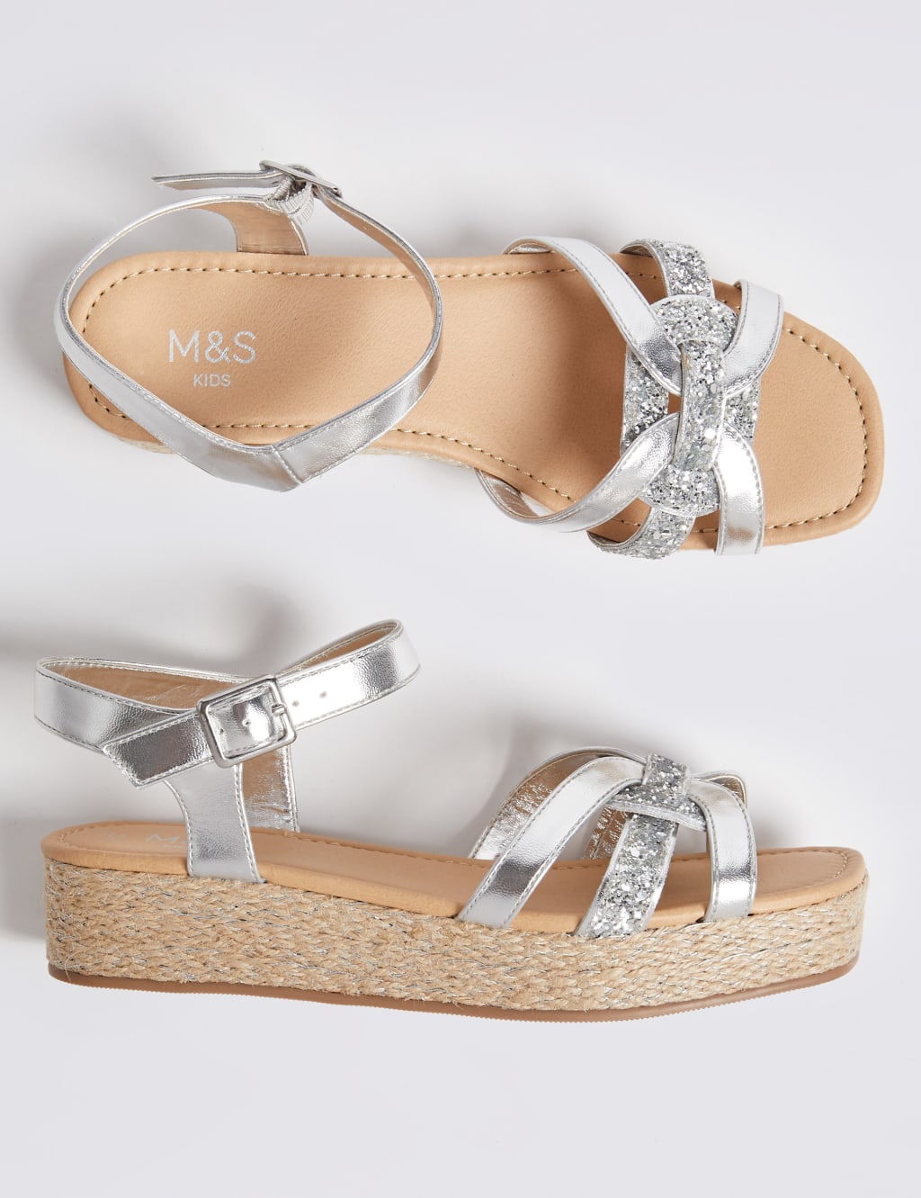 Kids Glitter Espadrilles Sandals 13 Small 6 Large M S
