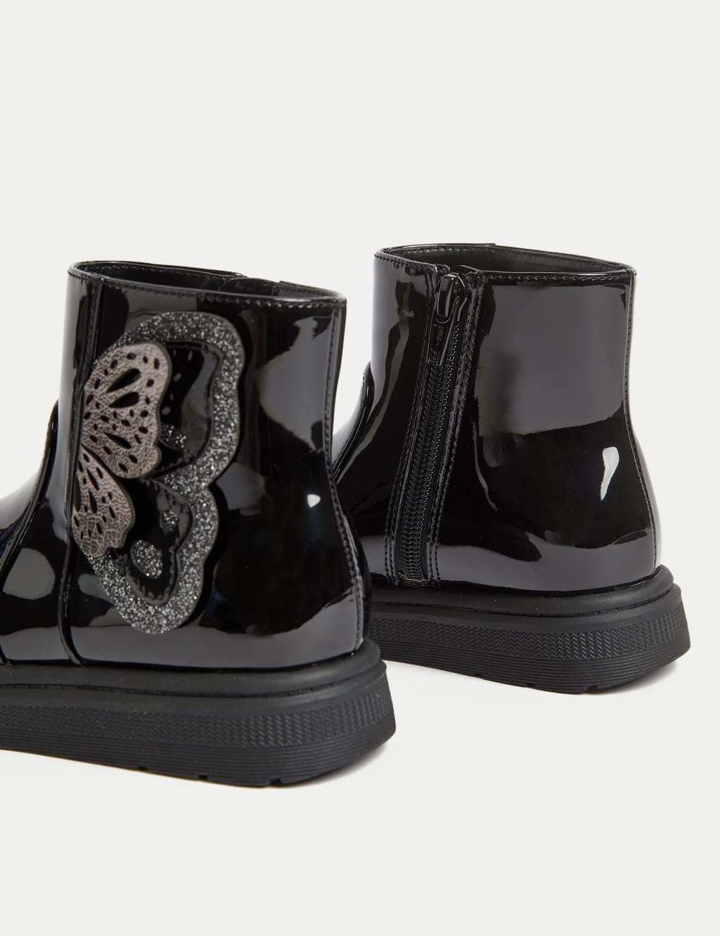 Kids Patent Butterfly Chelsea Boots 4 Small 2 Large