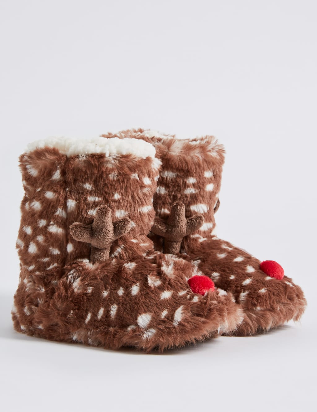 Kids’ Faux Fur Reindeer Slipper Boots 1 of 4
