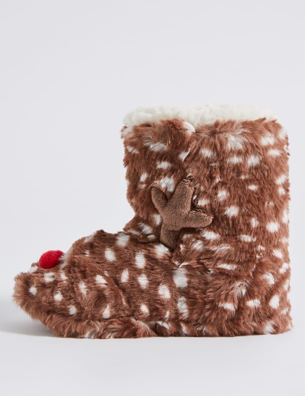 Kids’ Faux Fur Reindeer Slipper Boots 3 of 4