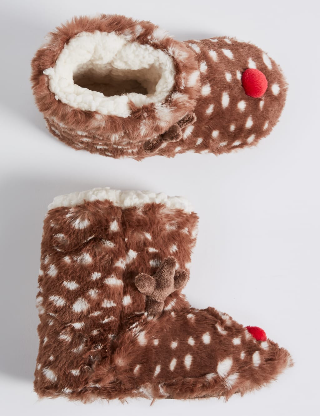 Kids’ Faux Fur Reindeer Slipper Boots 2 of 4