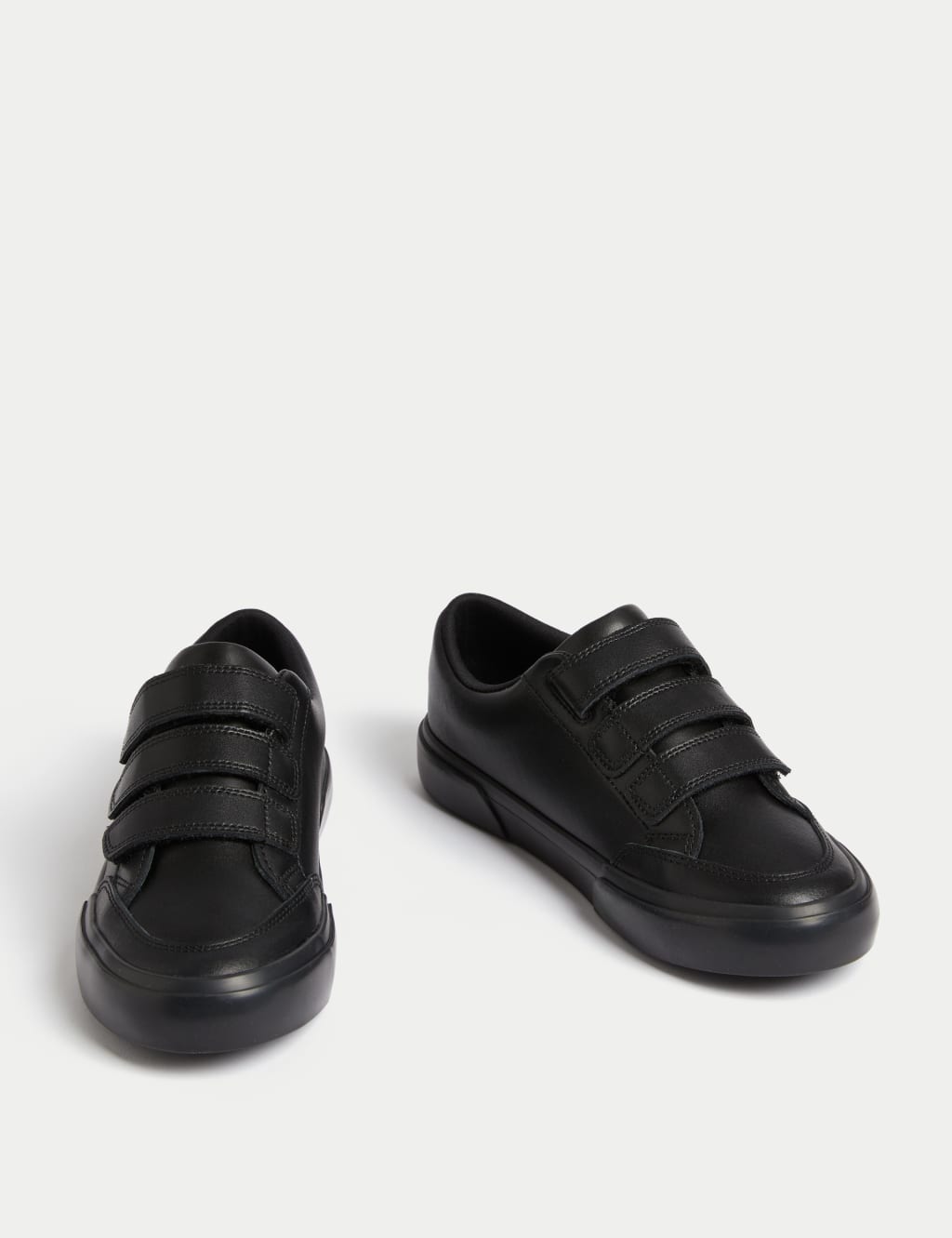 Kids Triple Riptape Leather School Shoes 2 Large 9 Large M S Collection M S
