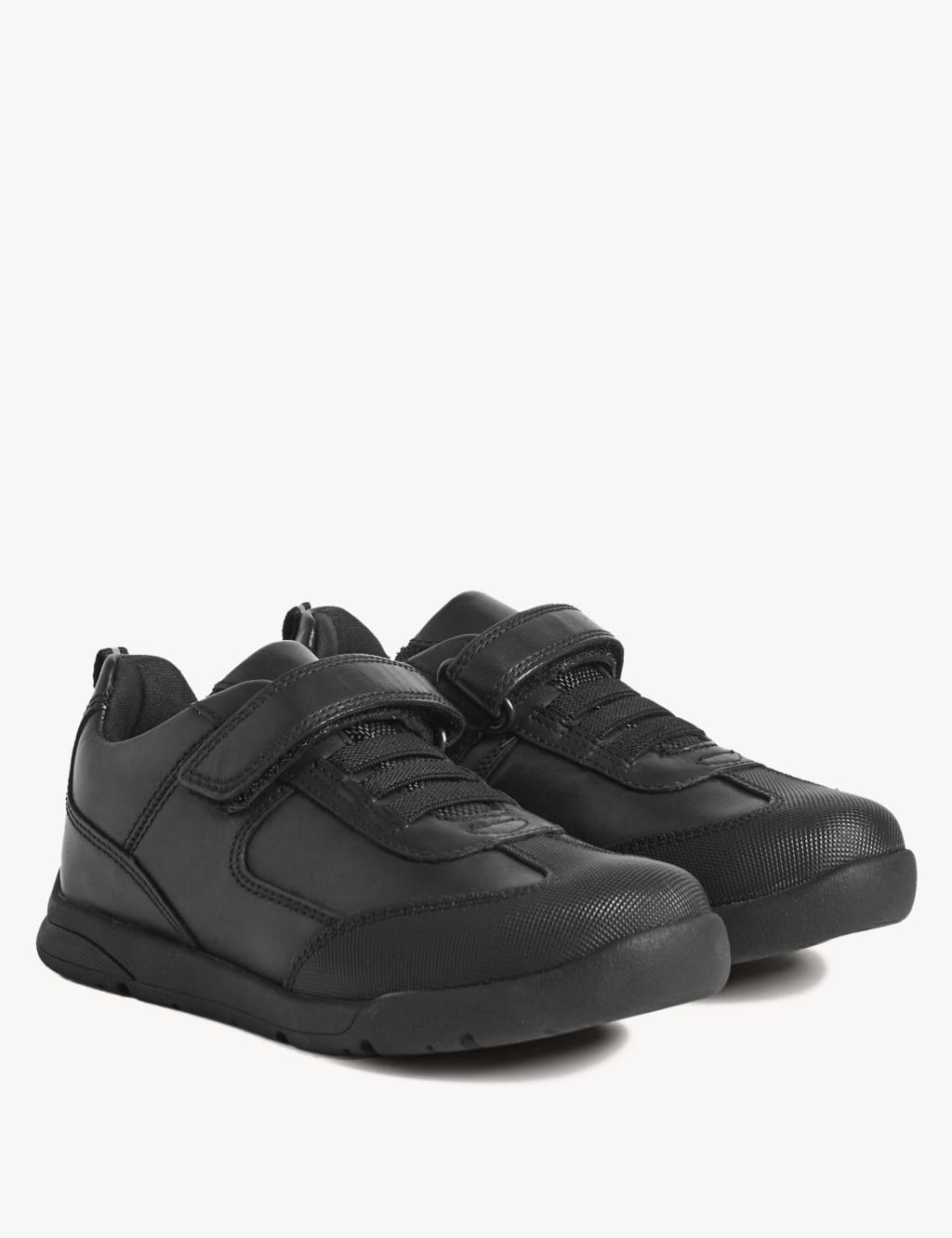 Kids Leather Riptape School Shoes 8 Small 2 Large
