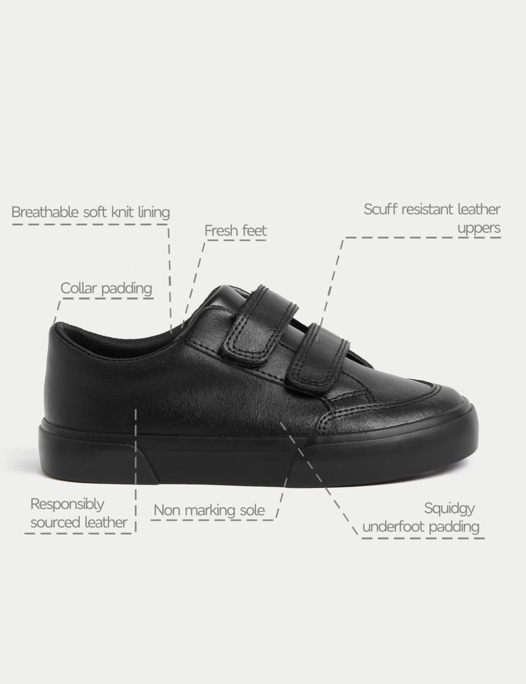 Kids Leather School Shoes 8 Small 2 Large M S Collection M S