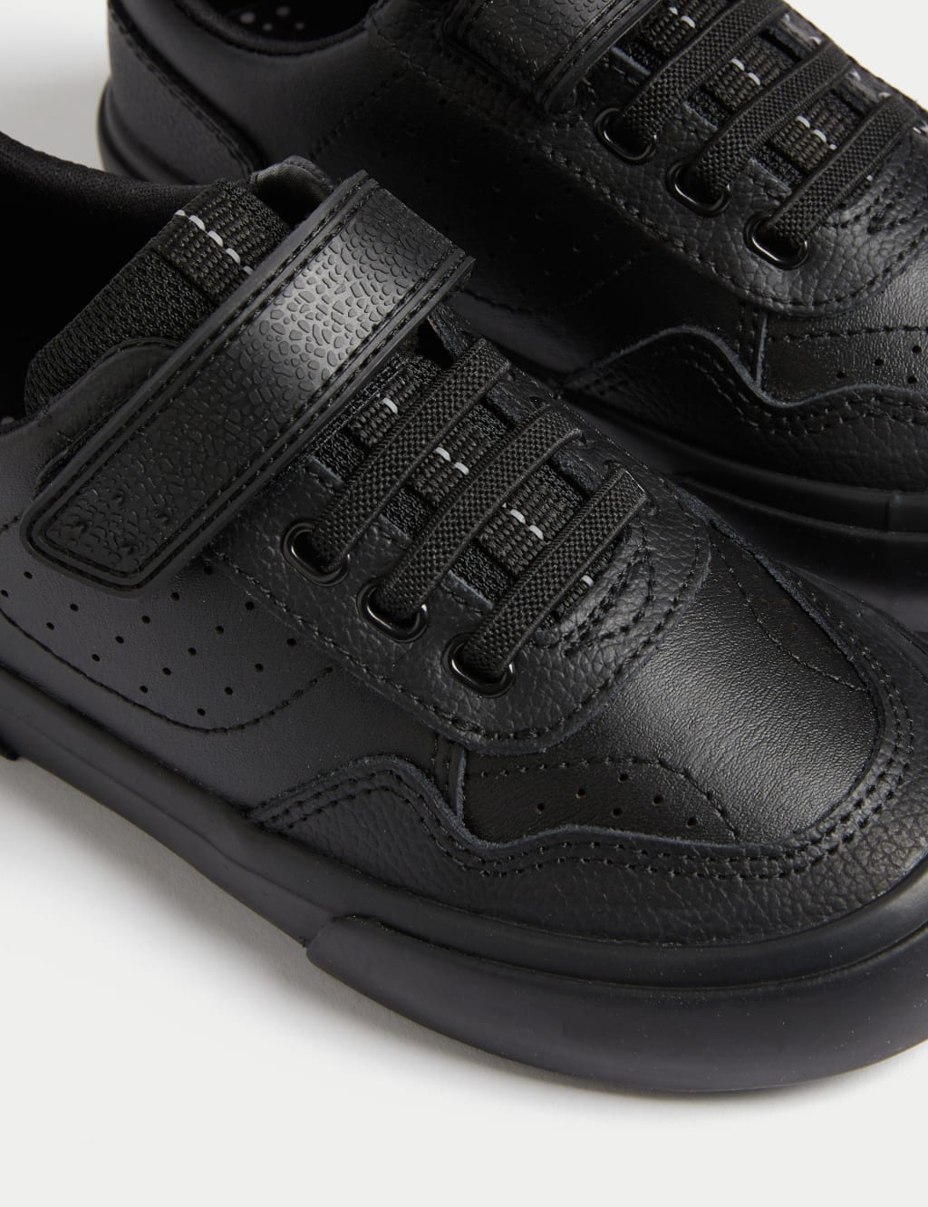 Kids' Leather Riptape School Shoes (8 Small - 2 Large) 3 of 4