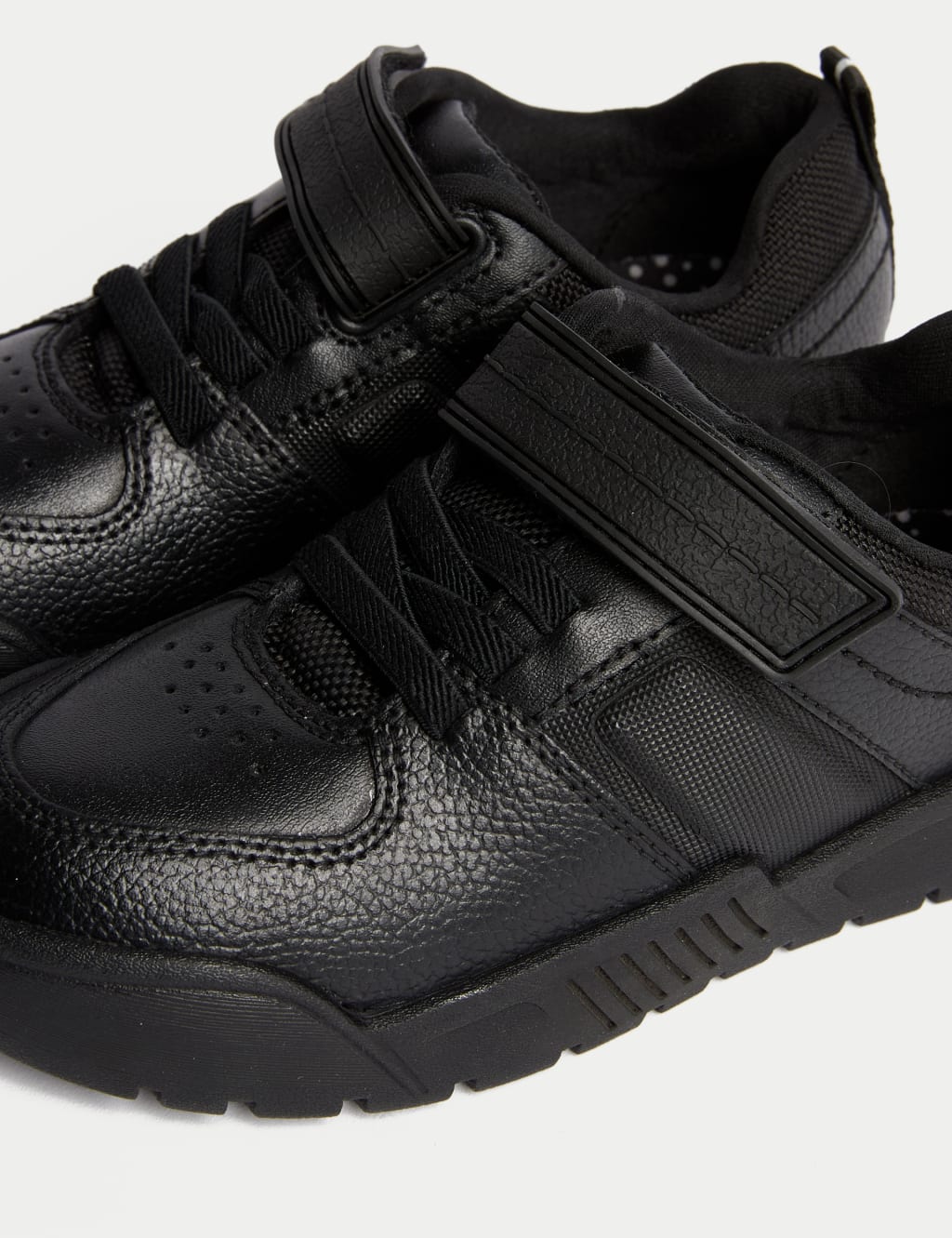Kids' Textured Riptape School Shoes (8 Small - 2 Large) 3 of 4