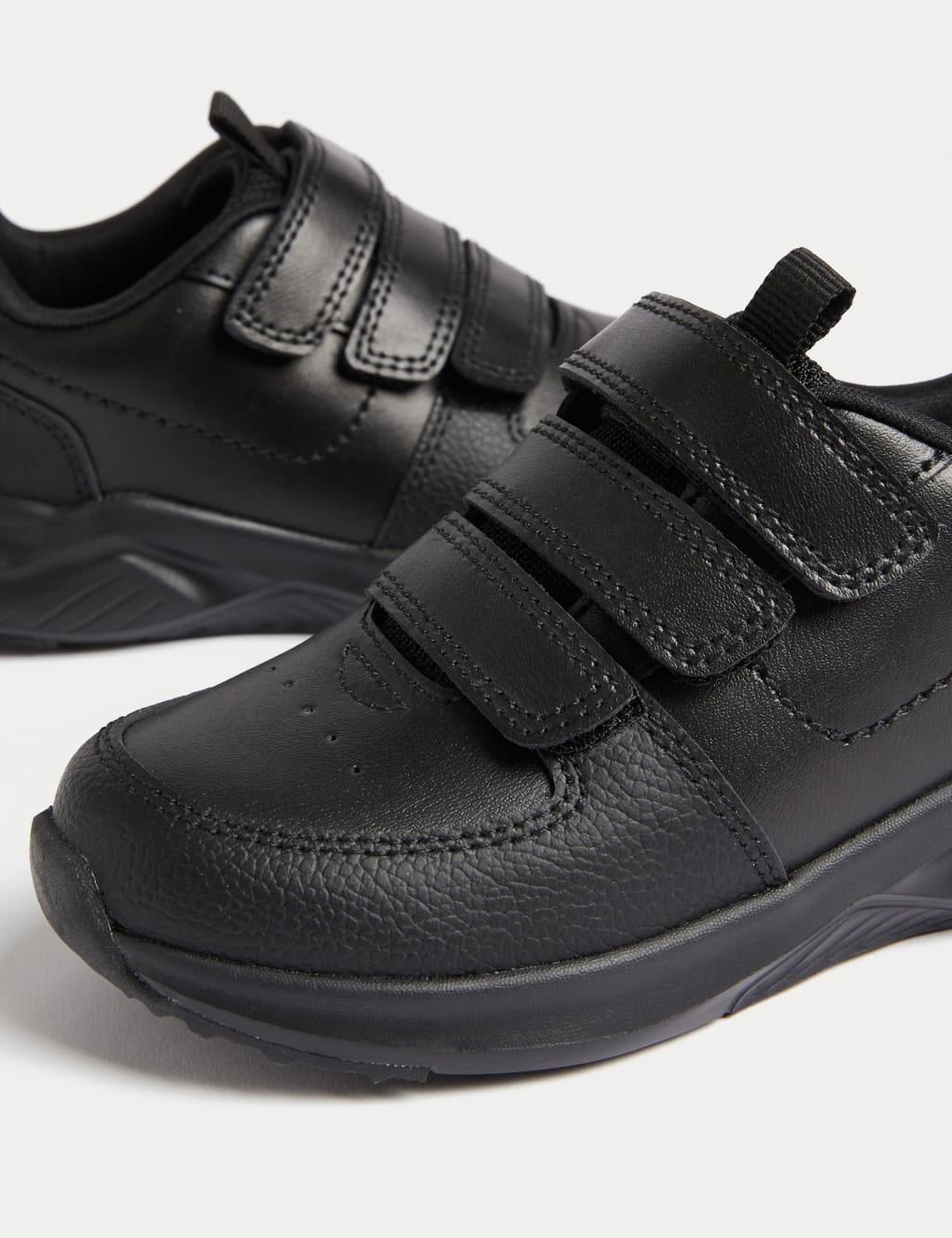 Kids' Leather Riptape School Shoes (8 Small - 2 Large) 3 of 4