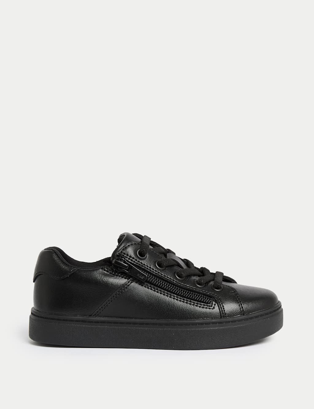 Kids' Leather Zip Fastening School Shoes (8 Small-2 Large) 1 of 4