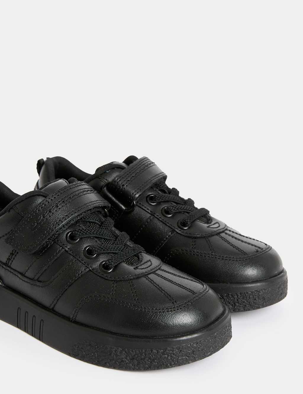 Kids' Leather Riptape School Shoes (8 Small - 2 Large) 3 of 4
