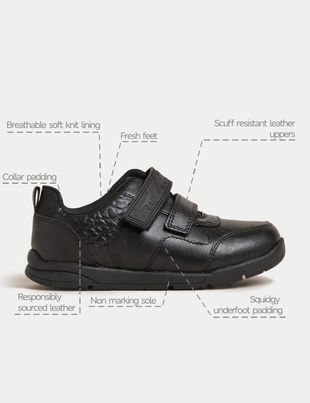 Kids Leather School Shoes 8 Small 2 Large