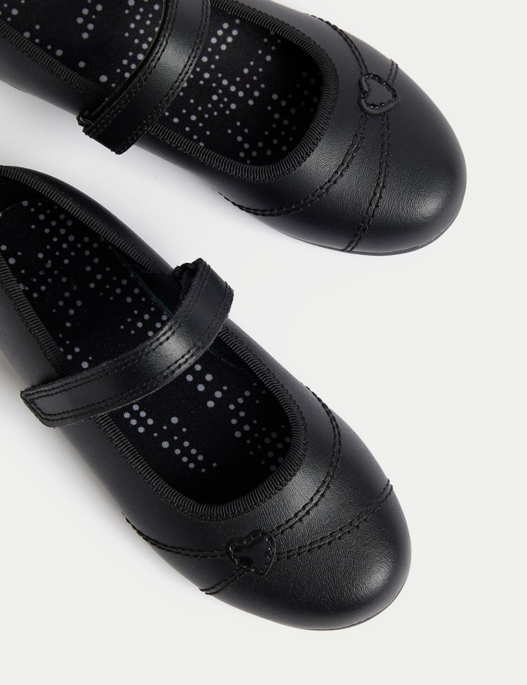 Kids' Heart Ballet Leather School Shoes (8 Small - 2 Large) 3 of 4