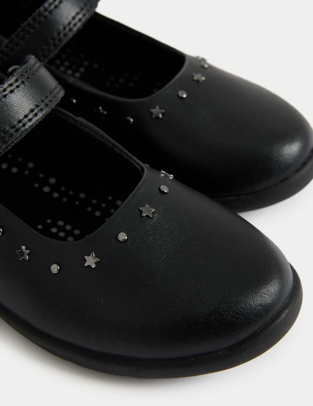 Kids' Leather Studded Riptape School Shoes (8 Small-2 Large) 3 of 4