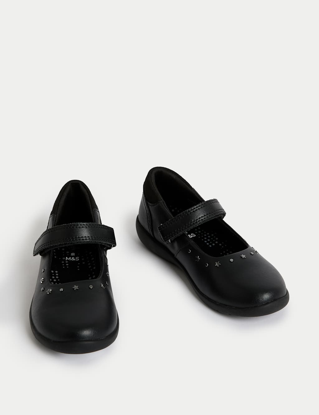 Kids' Leather Studded Riptape School Shoes (8 Small-2 Large) 2 of 4