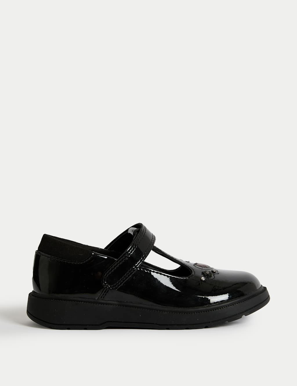 Kids' Leather Heart Riptape School Shoes (8 Small-2 Large) 1 of 4