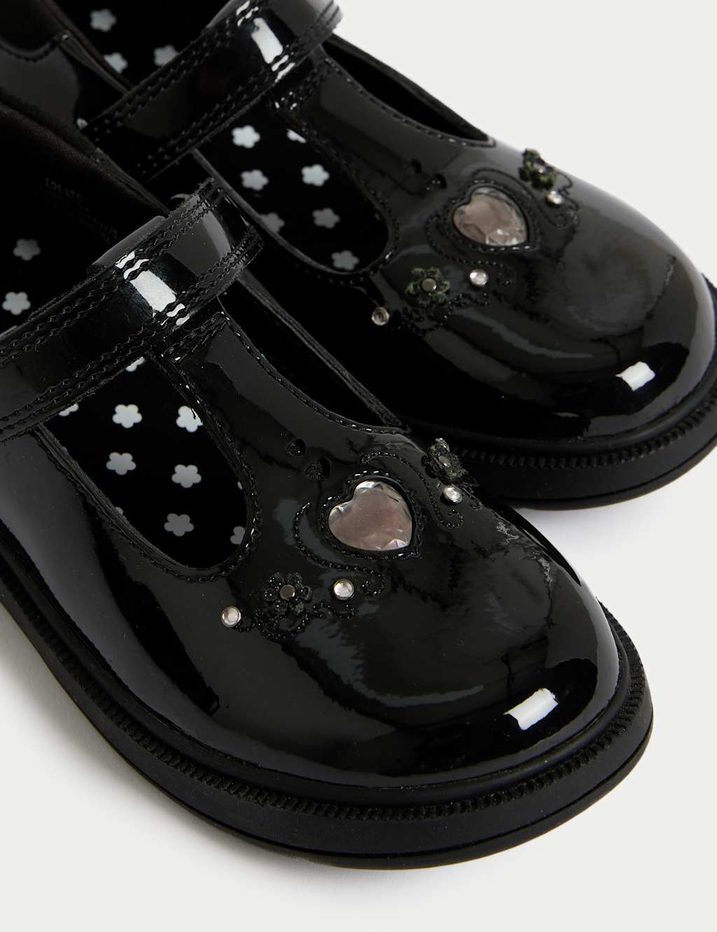 Kids' Leather Heart Riptape School Shoes (8 Small-2 Large) 3 of 4