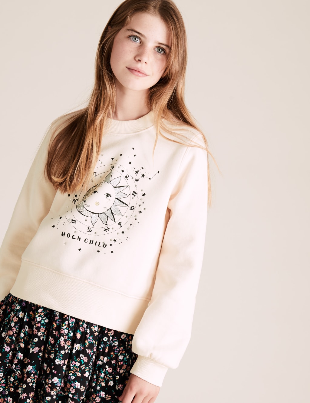 Cotton Glitter Cosmic Sweatshirt (6-16 Yrs) 1 of 4