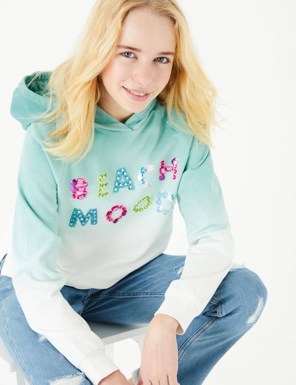 Sequin Beach Mood Slogan Sweatshirt (6-16 Yrs) 1 of 5