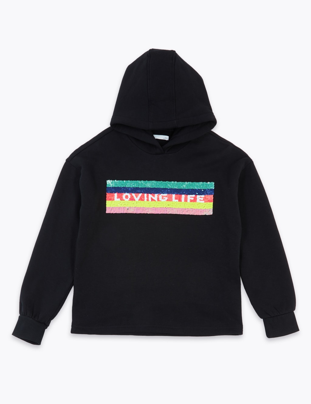 Reversible sequin hoodie top