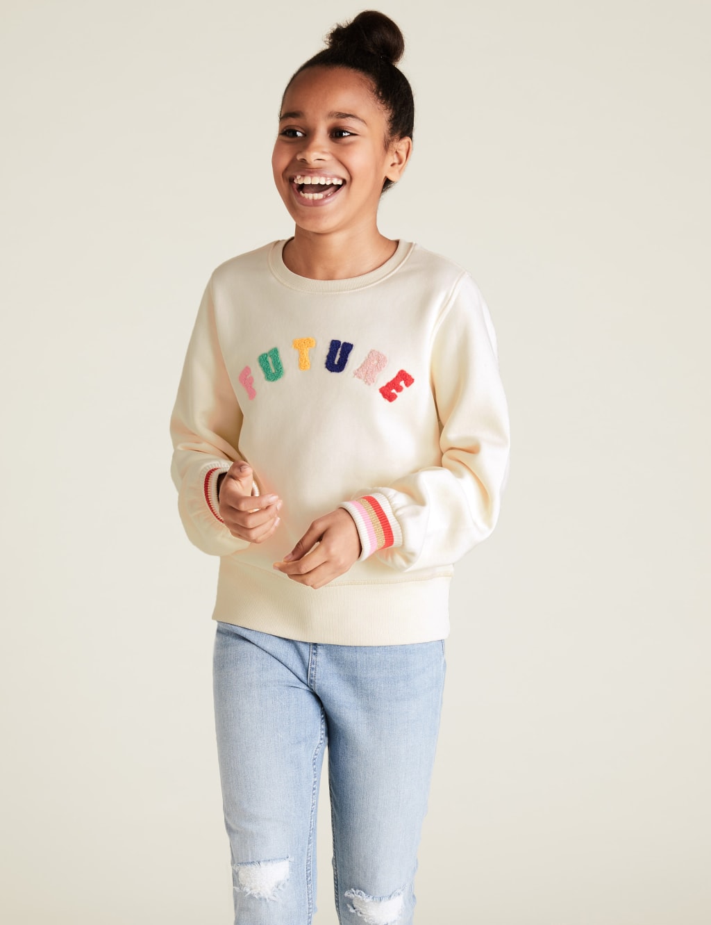 Cotton Boucle Future Slogan Sweatshirt 6 14 Yrs M S