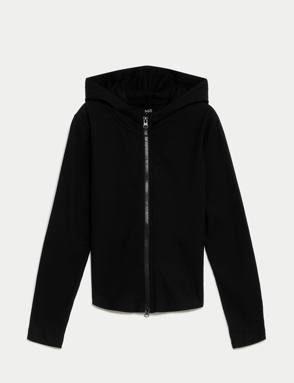 Cotton Rich Zip Ribbed Hoodie 6 16 Yrs M S Collection M S