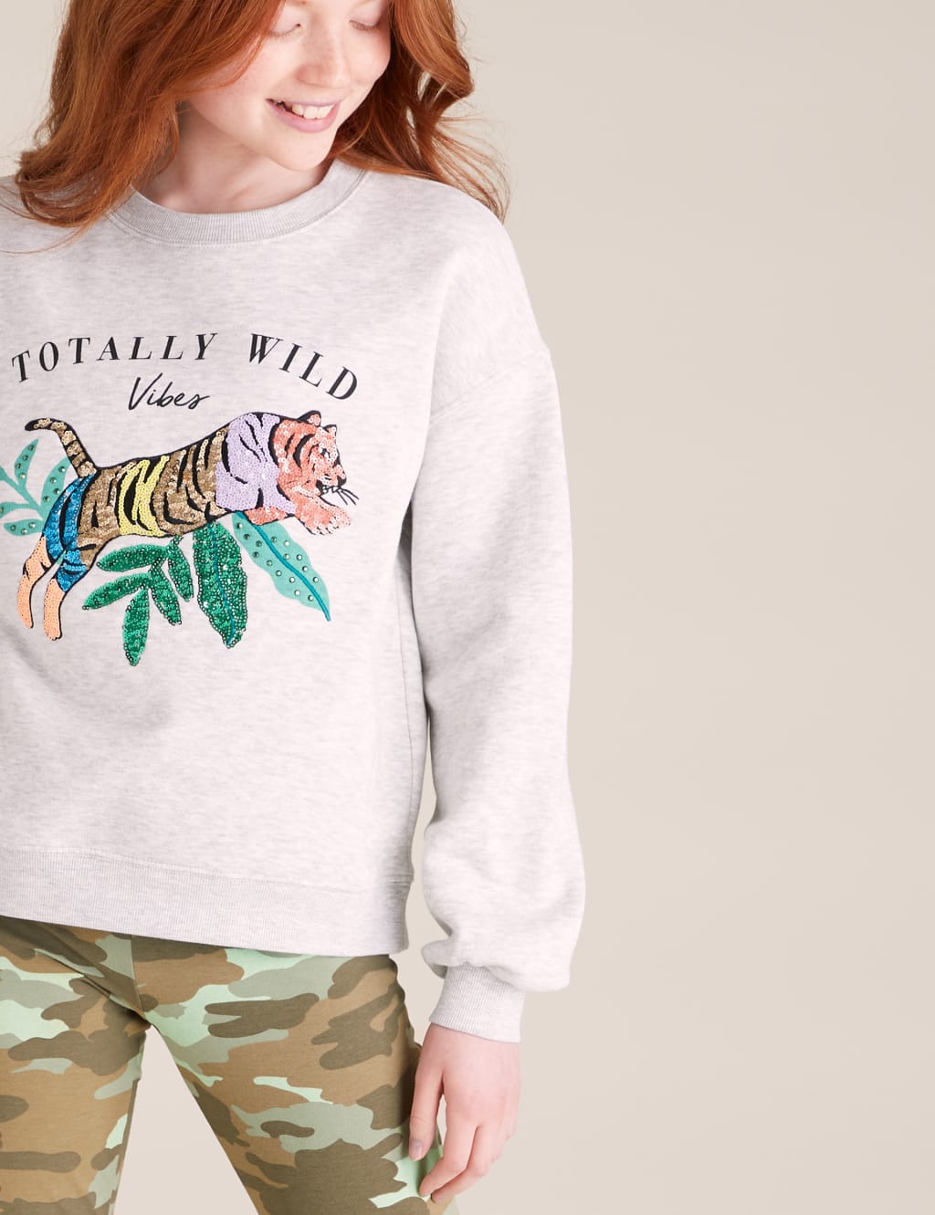 Cotton Leopard Sequin Sweatshirt (6-16 Yrs) 3 of 4