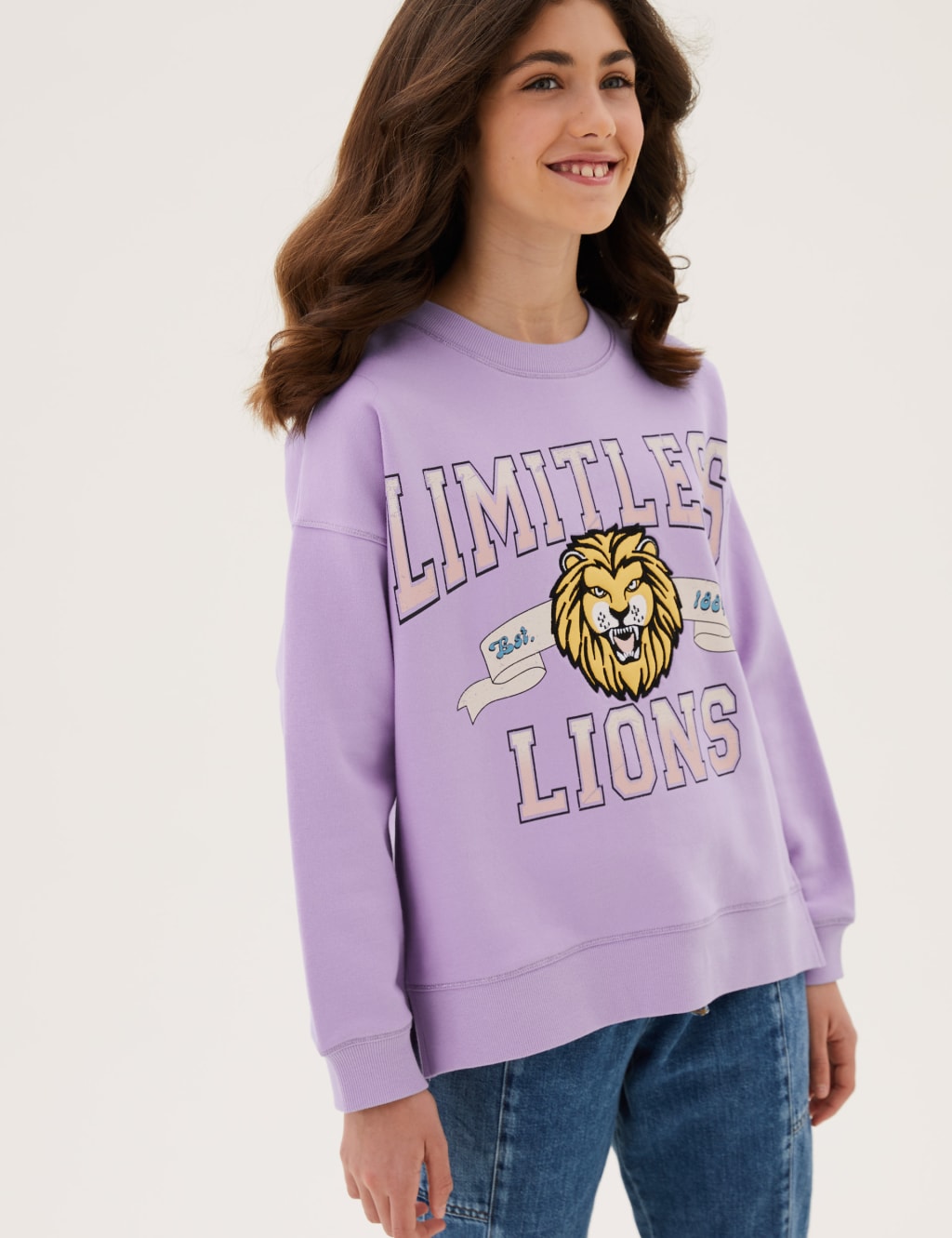 Cotton Limitless Lions Slogan Sweatshirt (6-16 Yrs) 1 of 4