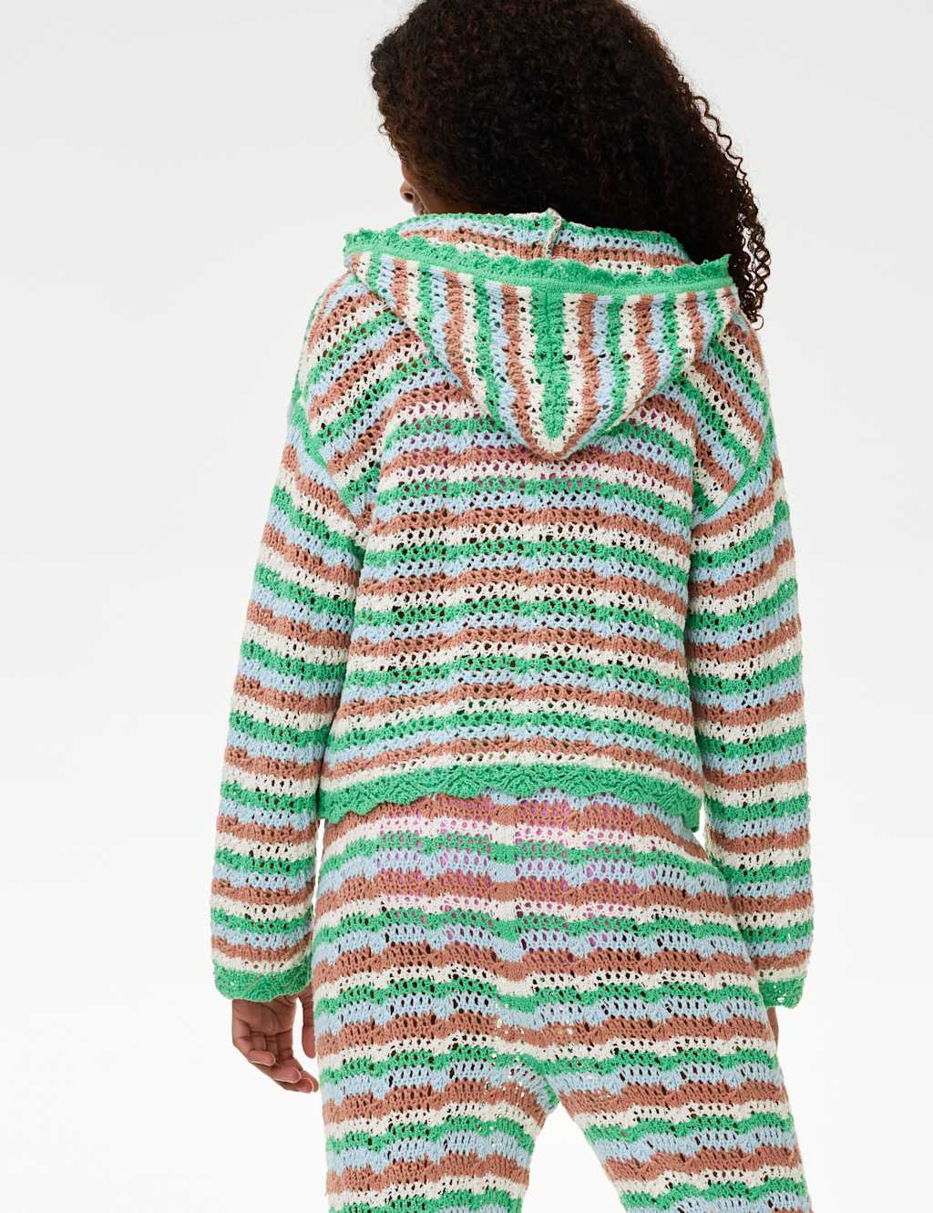 Cotton Blend Striped Knitted Hoodie (6-16 Yrs) 4 of 5