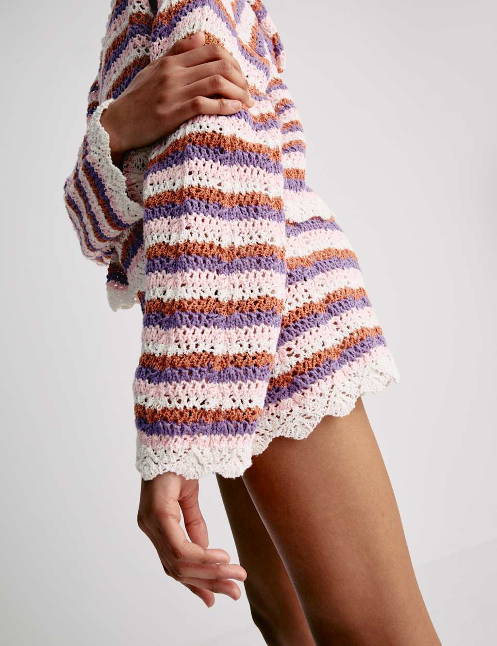 Cotton Blend Striped Knitted Hoodie (6-16 Yrs) 11 of 12
