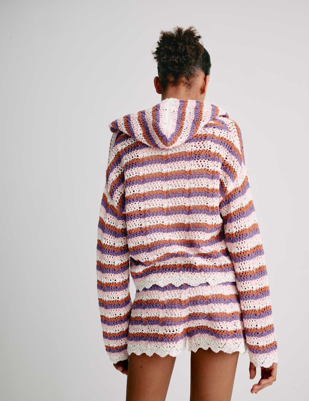 Cotton Blend Striped Knitted Hoodie (6-16 Yrs) 12 of 12