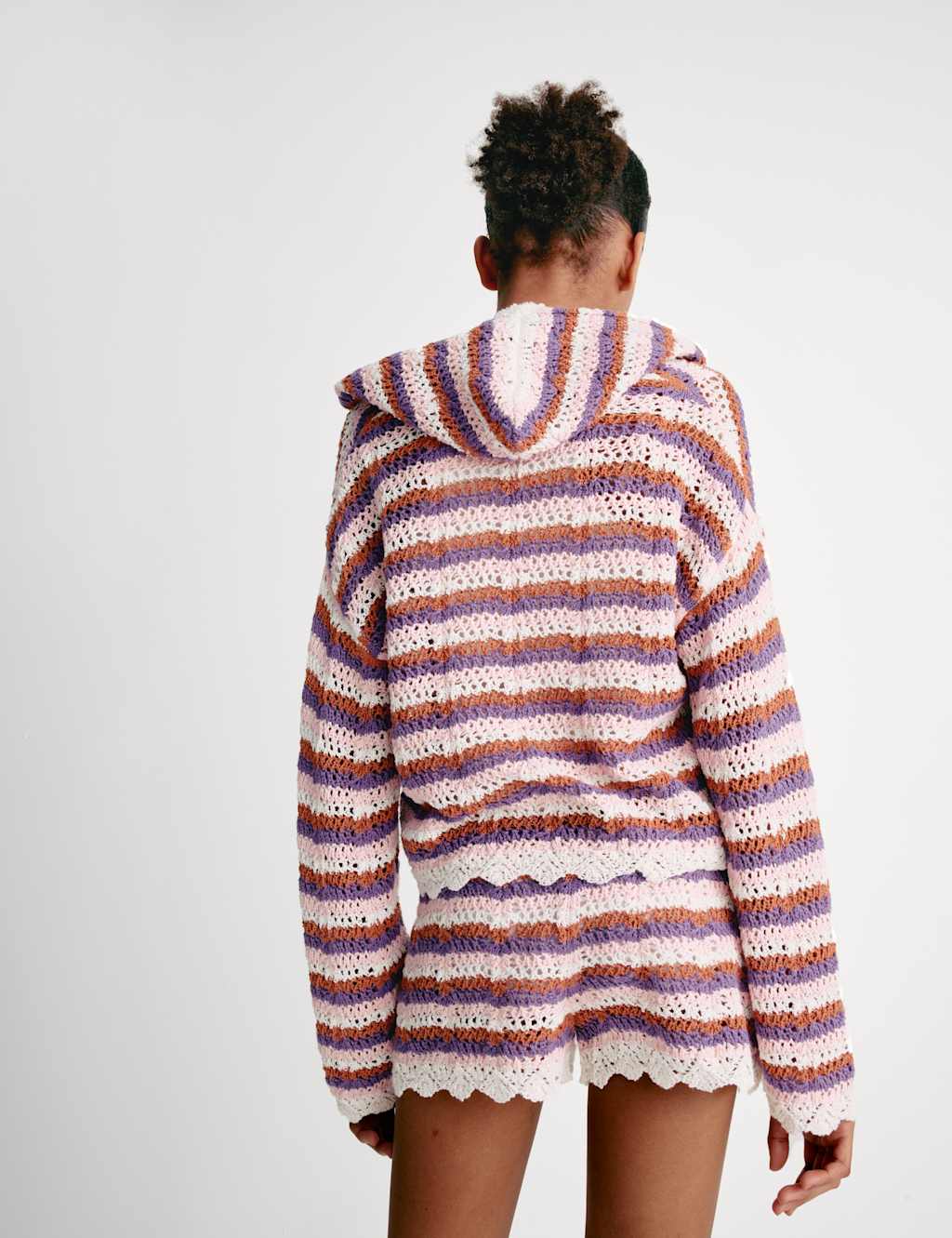 Cotton Blend Striped Knitted Hoodie (6-16 Yrs) 8 of 12