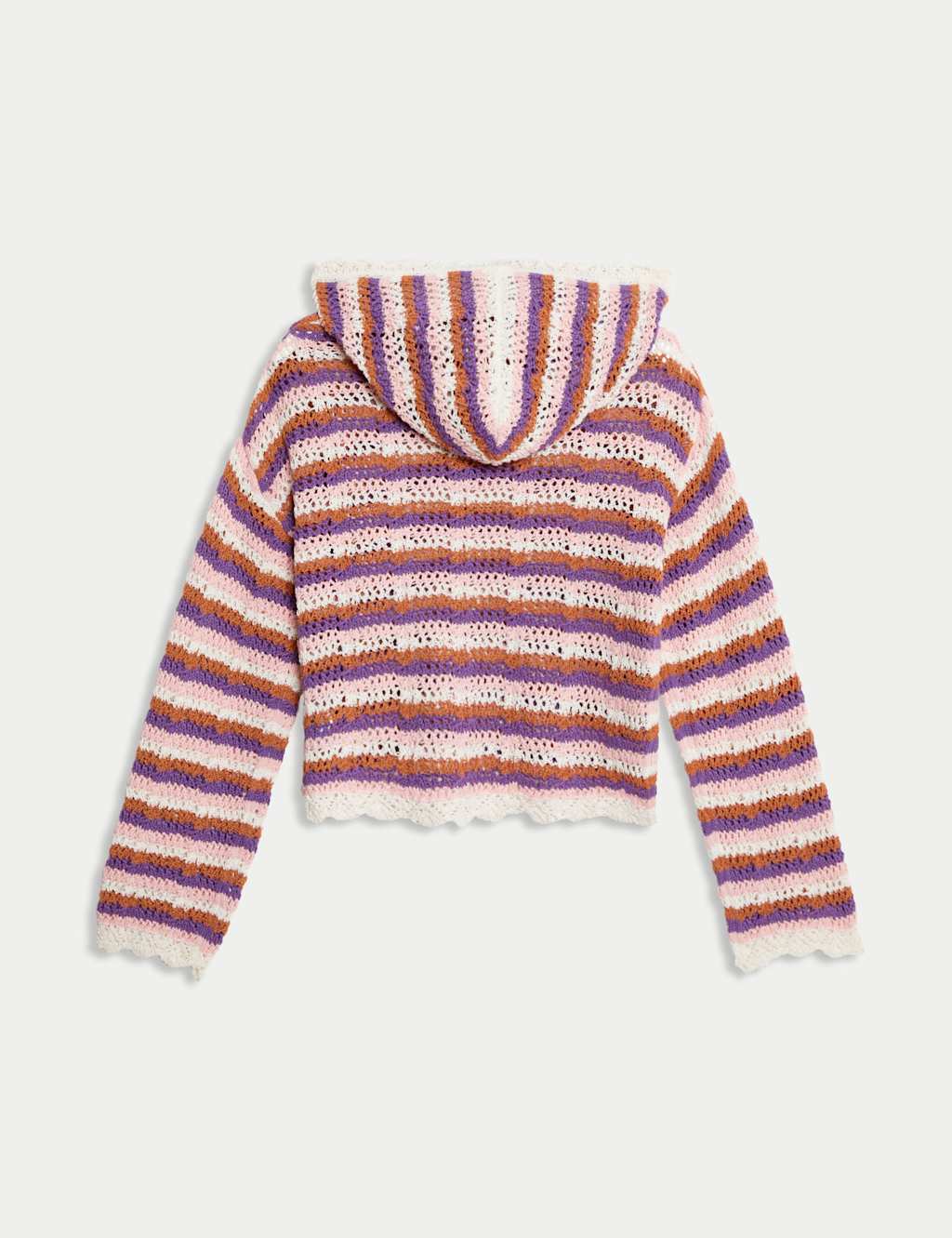 Cotton Blend Striped Knitted Hoodie (6-16 Yrs) 9 of 12