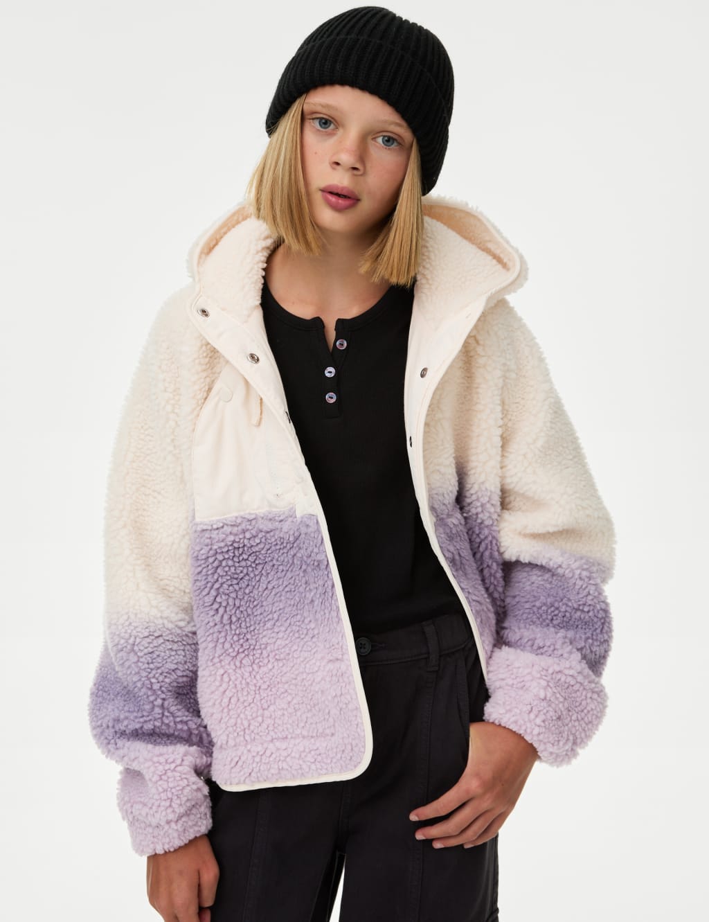 Borg jacket with hood store