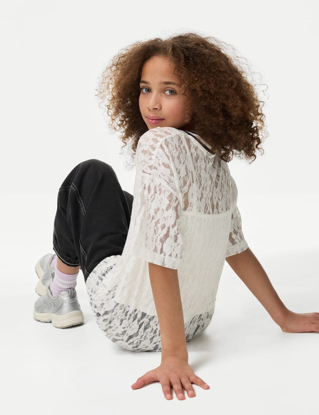 Cotton Blend Lace Print Top (6-16 Yrs) 4 of 5
