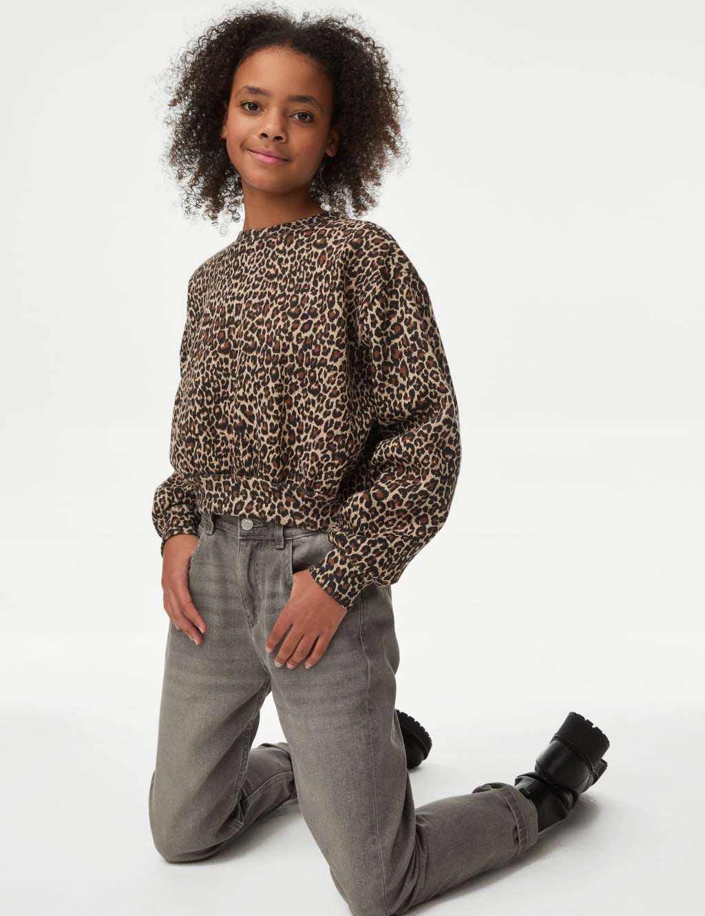 Cotton Rich Leopard Sweatshirt 6 16 Years M S Collection M S