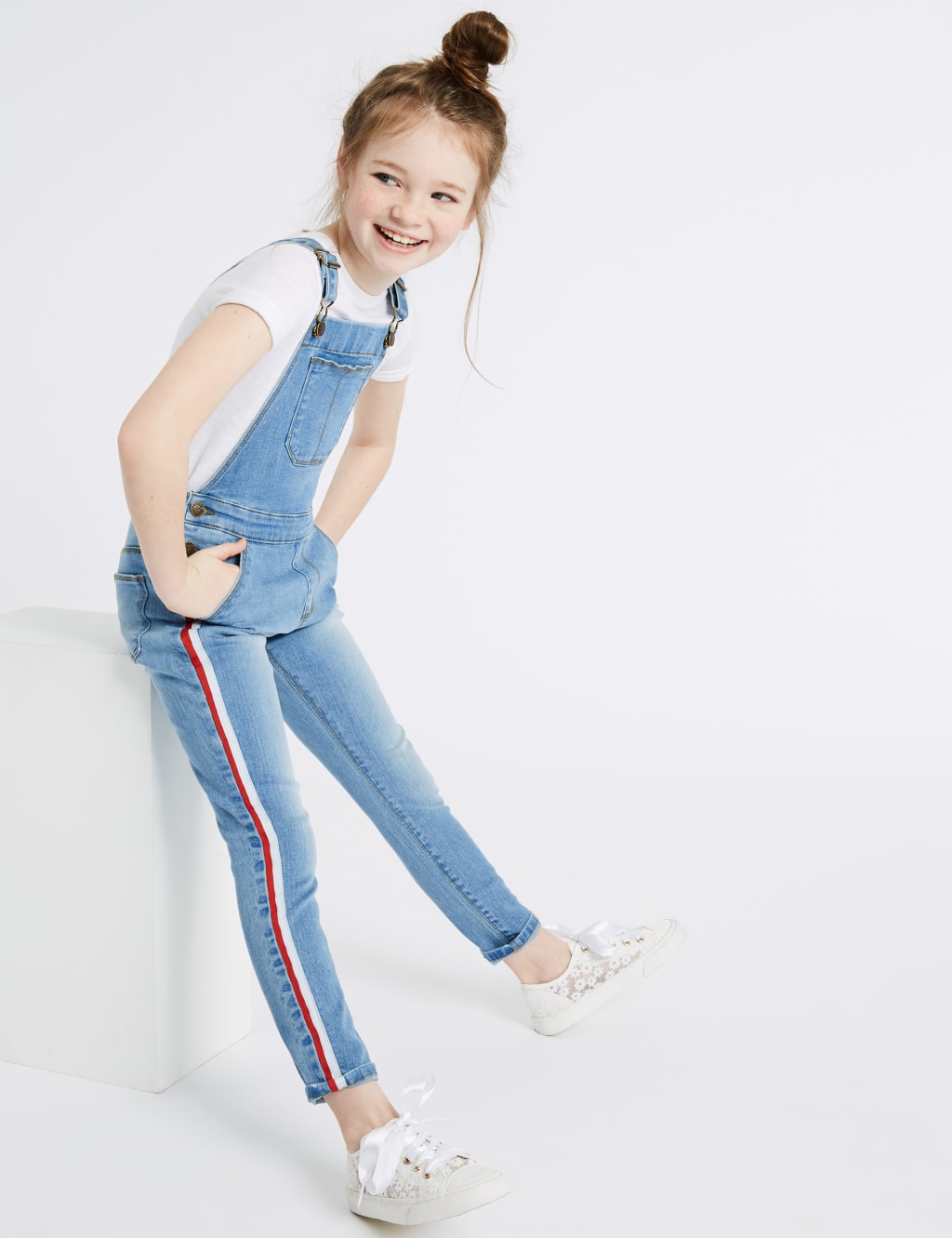 Cotton Dungarees with Stretch (3-16 Years) 1 of 4