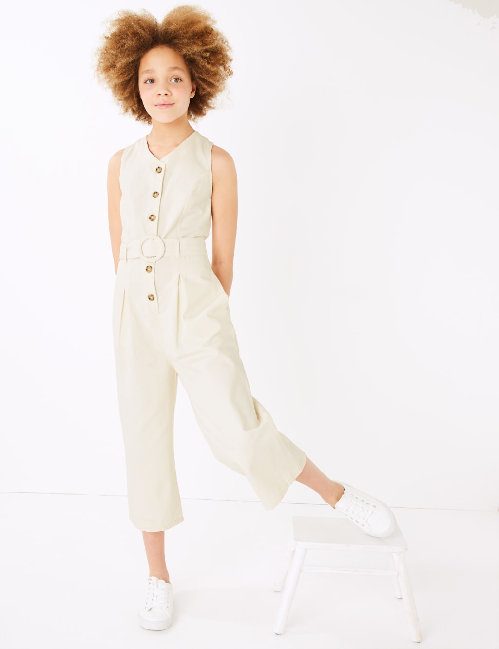 Cotton Belted Jumpsuit (6-16 Yrs) 1 of 4